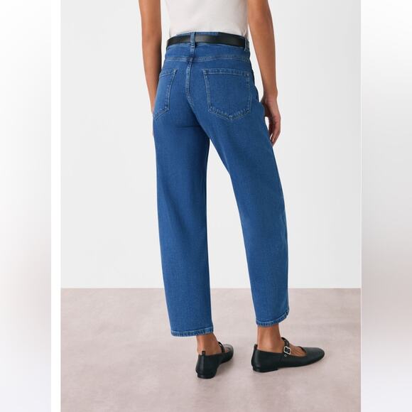 Whistles High Waisted Barrel Leg Jean Denim Stretch in Denim Blue 29 - Picture 2 of 6